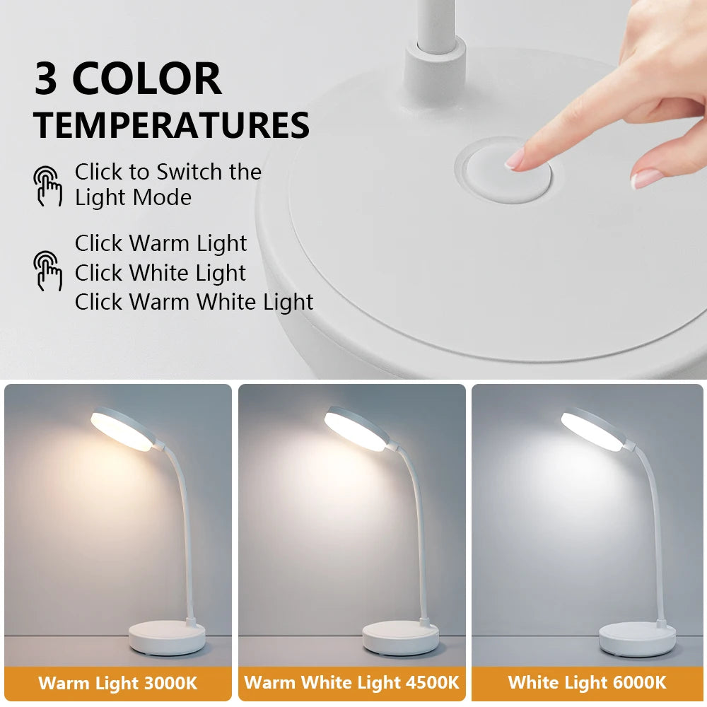 Portable Gooseneck Pipe Desk Lamp LED Rechargeable Waterproof Mood Light 3 Modes Reading Lights For Home Room Decoration Bedroom