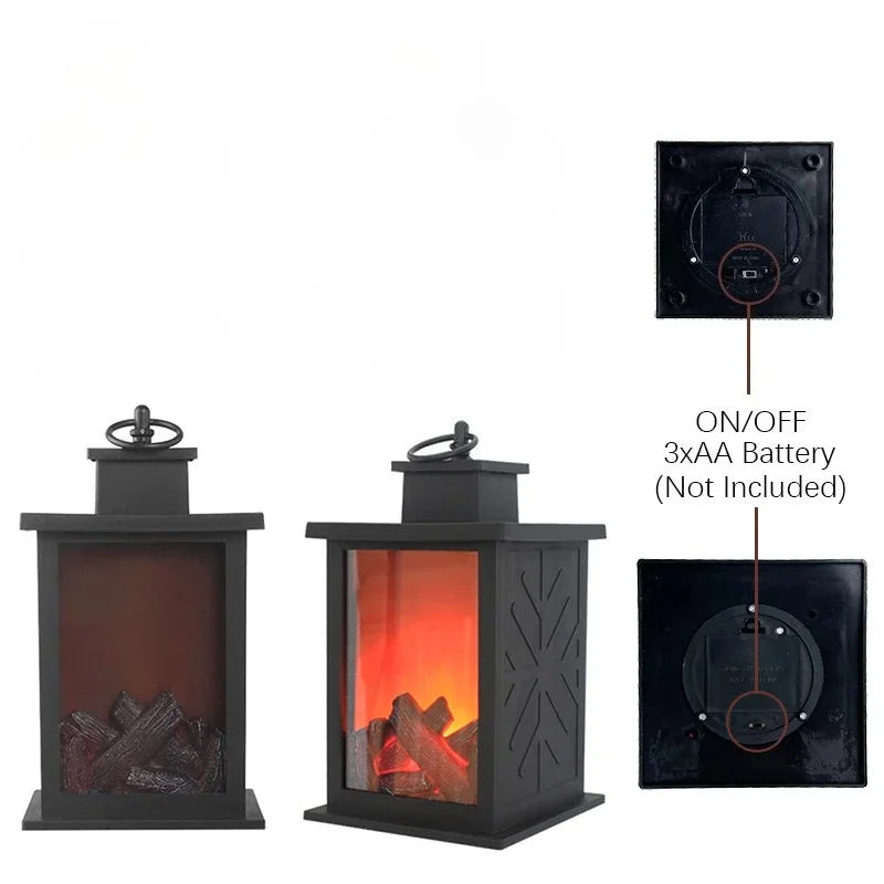 LED Simulation Flame Lamp Night Light Retro Atmosphere Decoration Fireplace Lamp Creative Ornament Hand-held Night Light