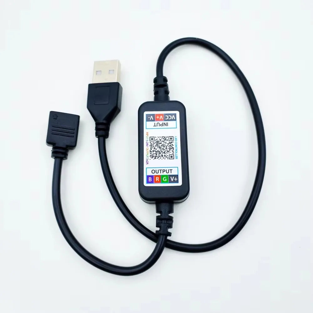 USB Bluetooth Music LED Controller 4-pin RGB 5V 24V Microphone Mode 1.6 Billion Color Toner Mini RGB Bar Light Controller BT001A