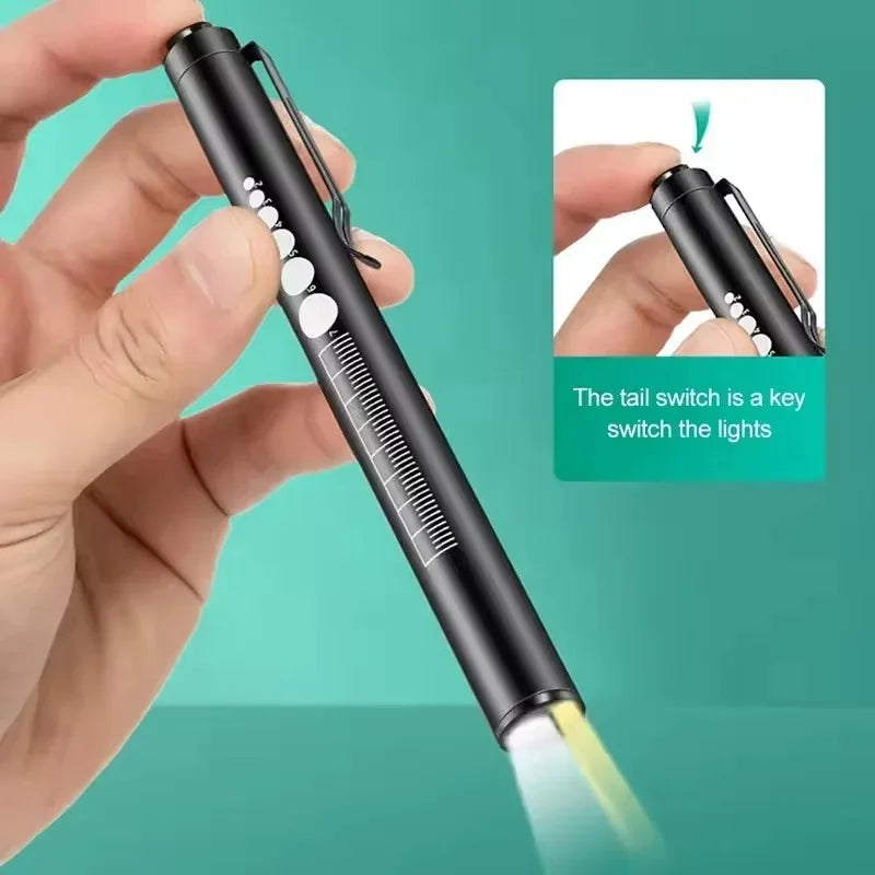 Mini Portable Penlight LED Flashlight Oral Pupil Medical Handy USB Rechargeable Stainless Steel Torch Light Outdoor Fishing Tool