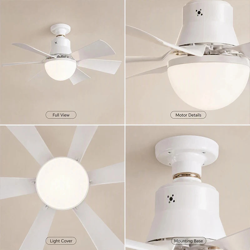 40CM E27 Ceiling Fan Lights with Remote Control Dimming LED Fan Light Black/White Style Cordless Light Socket Fan for Kitchen Bedroom Small Room