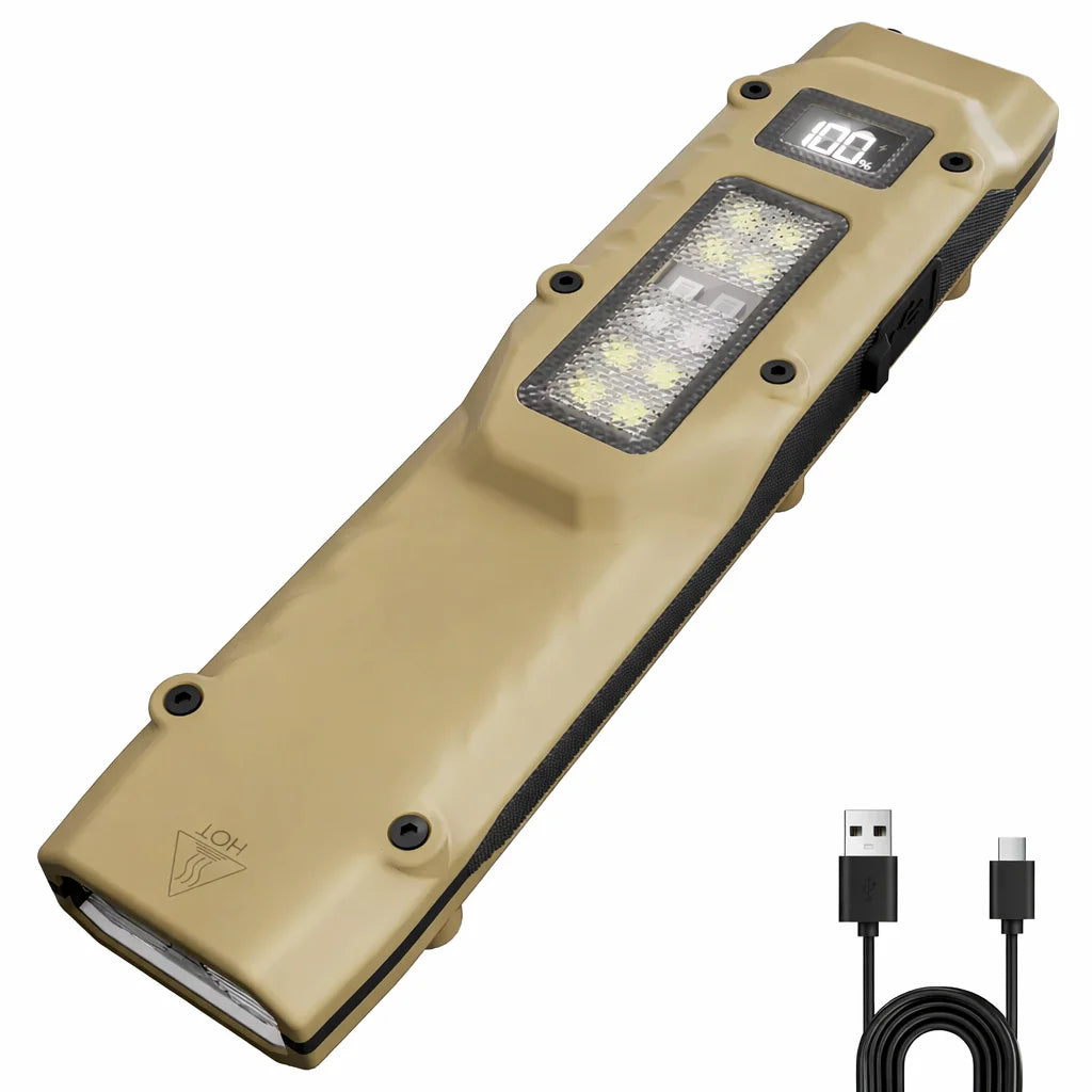 EDC Tactical Rechargeable Flashlight,Dual-Switches LED Flashlight with Digital Display,8 Modes , Camping,and Emergency Use