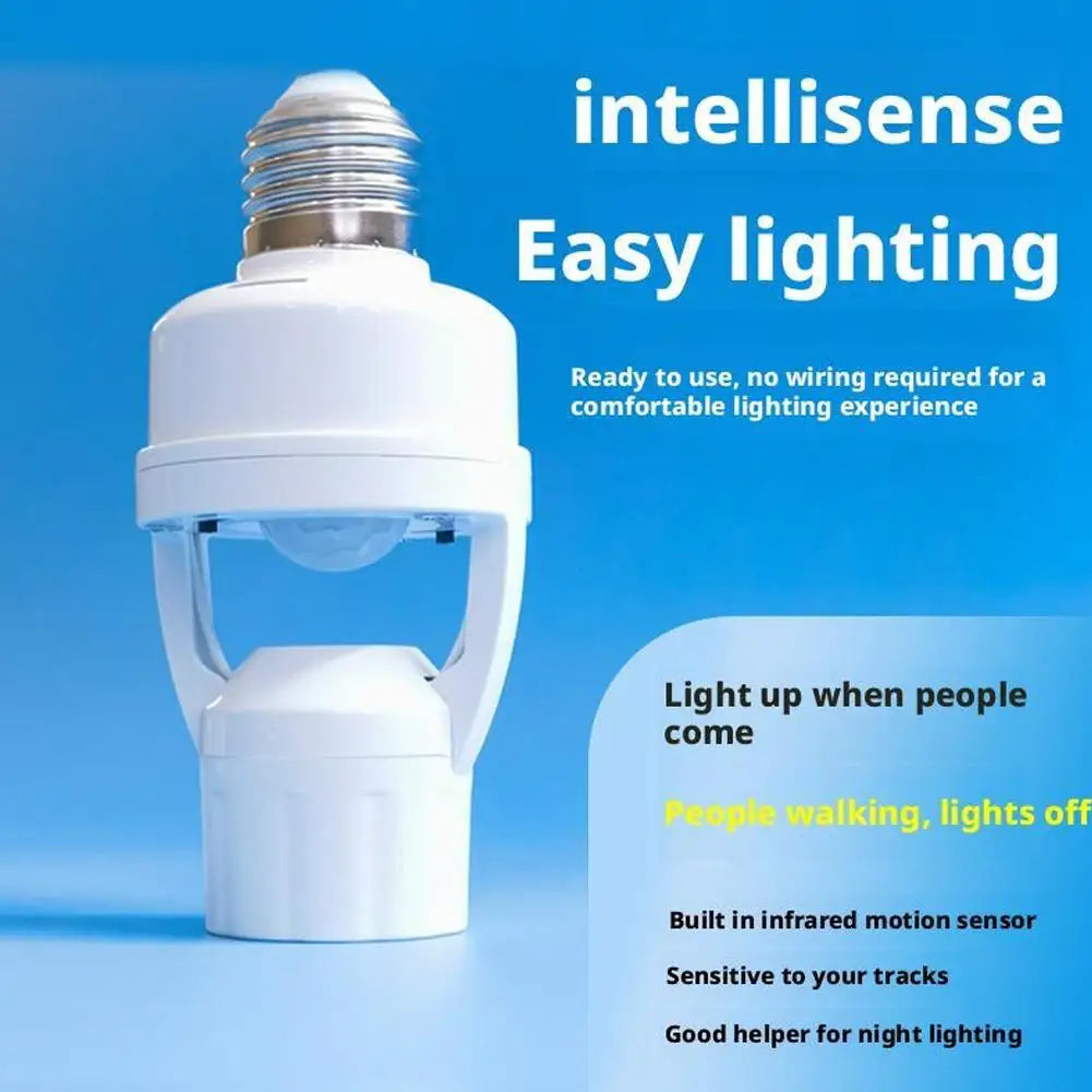 Motion Sensor Light Socket E26 Screw Bulb Adapter Adjustable Auto On/Off Night Light Control For Basement Storage Room Garage