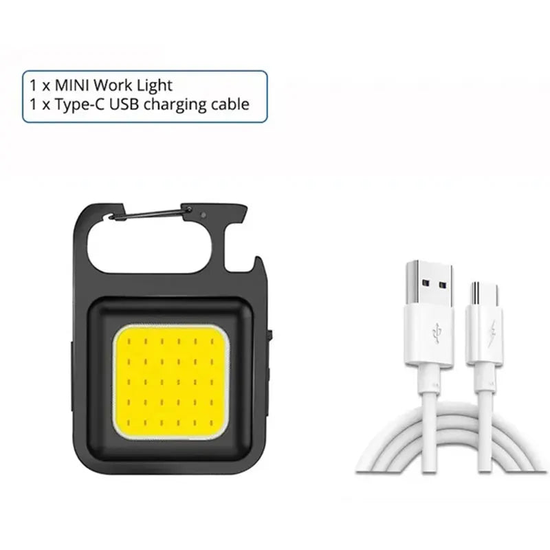 Super Bright MINI COB Keychain Flashlight Charging Lamp Camping Lights with Magnet 4 Lighting Modes for Camping Home
