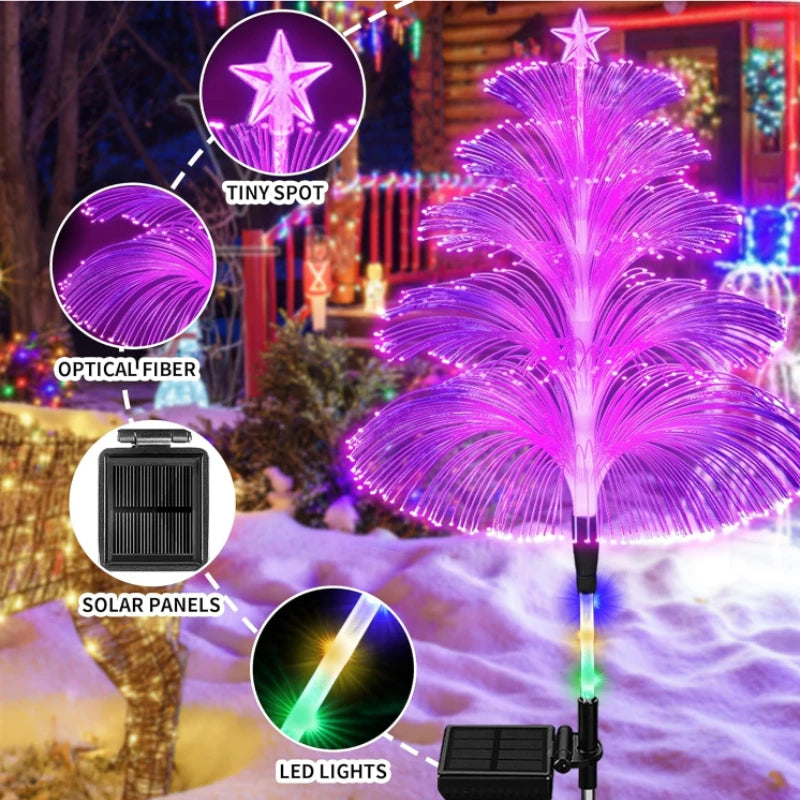 Solar Jellyfish Lights Outdoor Waterproof 3/5 Layer Optical Fiber Decorative Lights for Garden Pathway Lawn Yard Outside Decor