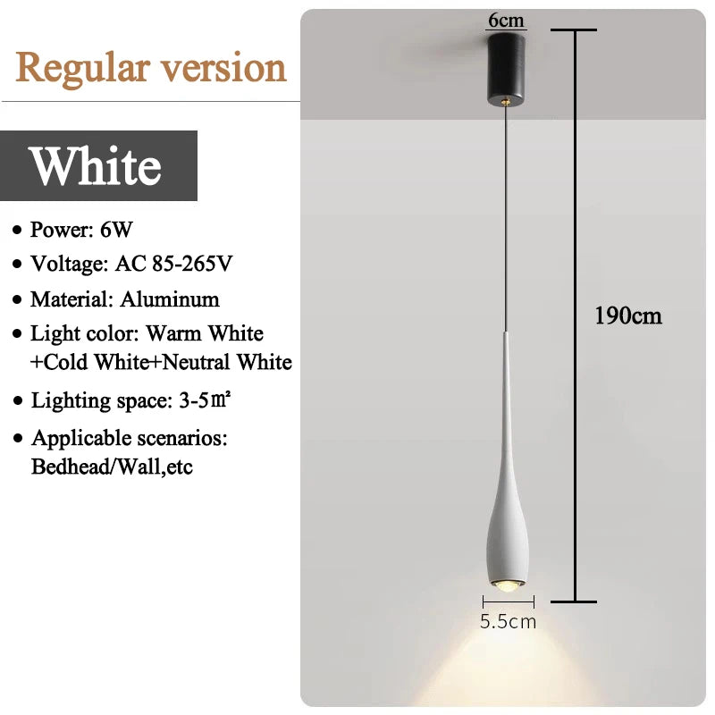 MARPOU LED Pendant Light 6W Adjustable Height Touch Switch Modern Minimalist Creative Design Chandelier for Bedroom Bedside Bar