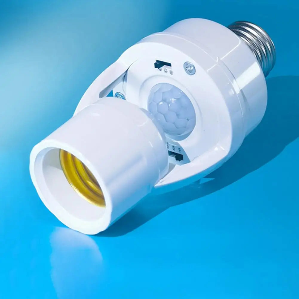 Motion Sensor Light Socket E26 Screw Bulb Adapter Adjustable Auto On/Off Night Light Control For Basement Storage Room Garage