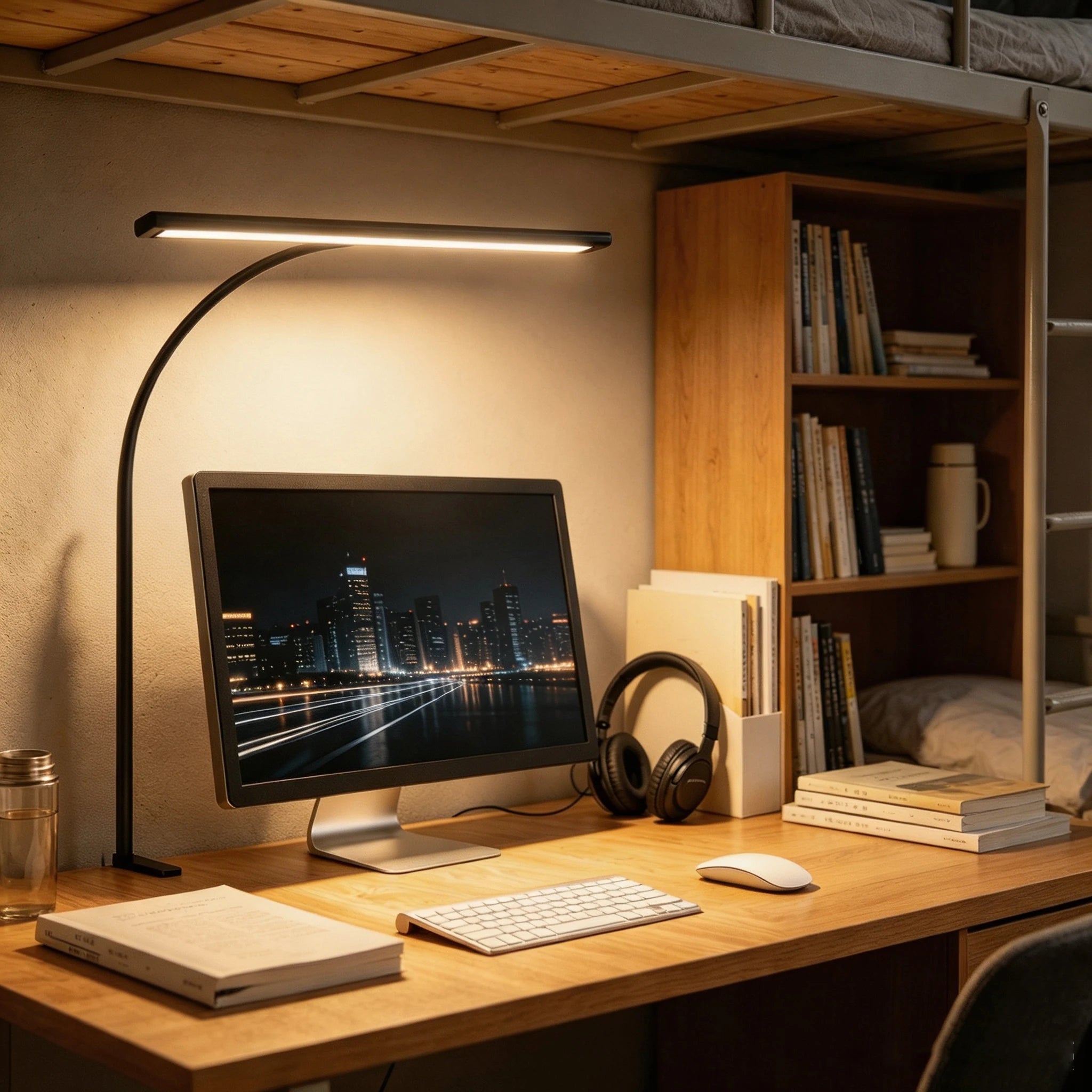 LED Desk Lamp with Clamp 15.75 Stepless Dimming Light 100 LEDs Eye-Caring Light USB Powered Adjustable Flexible Gooseneck  for Home Office, Study& Workbench