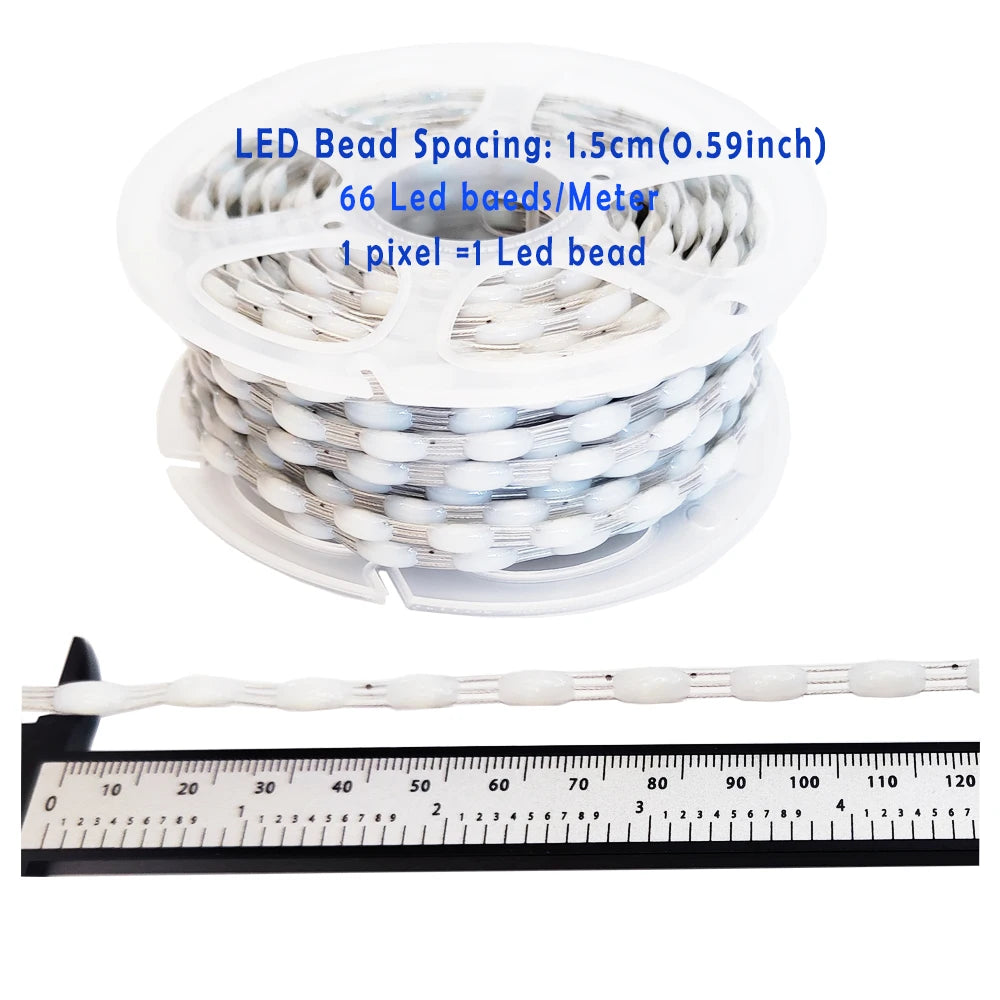 5V WS2812 WS2811 Programmable LED Strip  RGBIC Dream Color Individually Addressable Fairy Lights, 3-Wire Cable, Pixel  Lighting