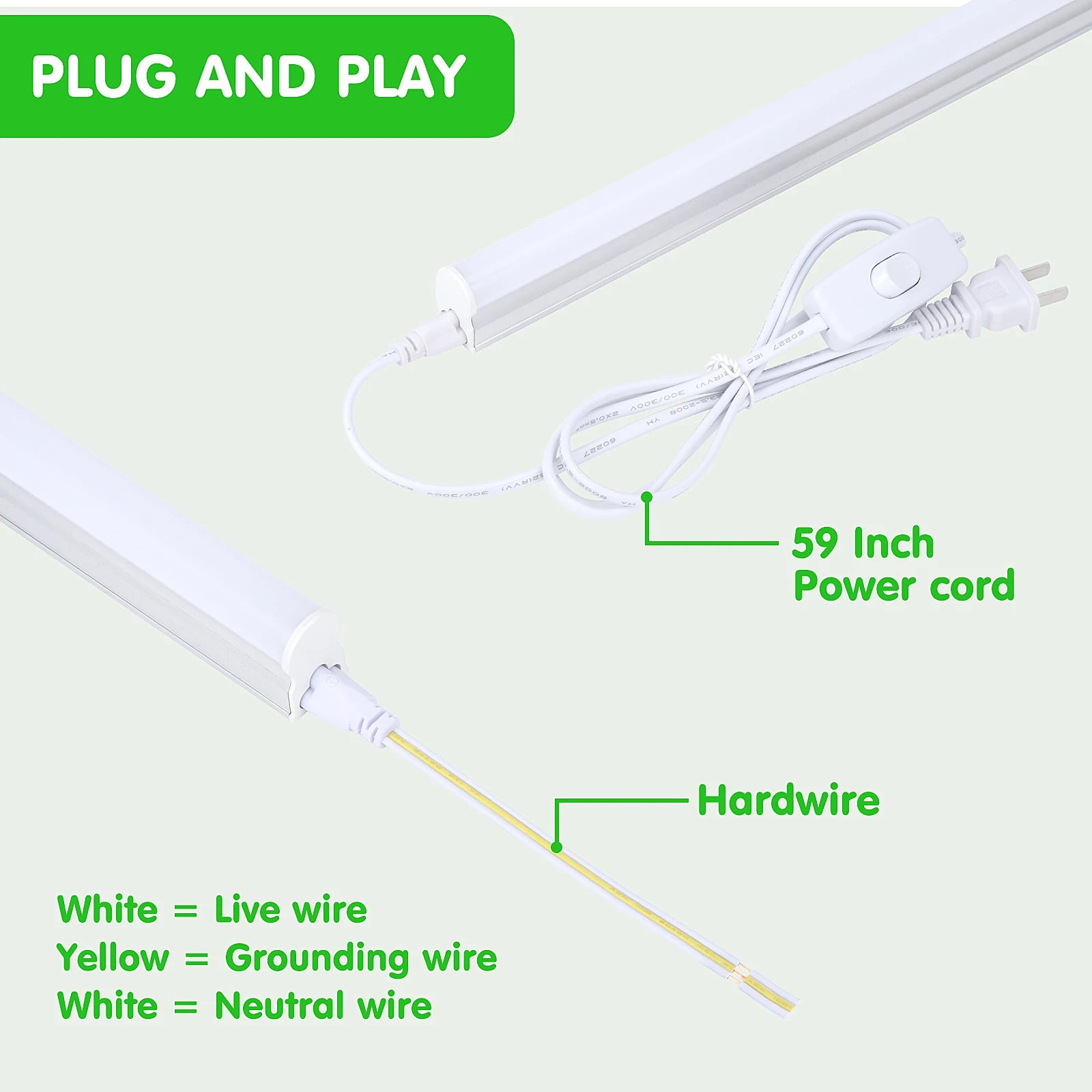 (6 Pack) LED T5 Integrated Single Fixture, 4FT, 3200lm, 6500K Super Bright White, 24W Utility LED Shop Light, Ceiling and Under