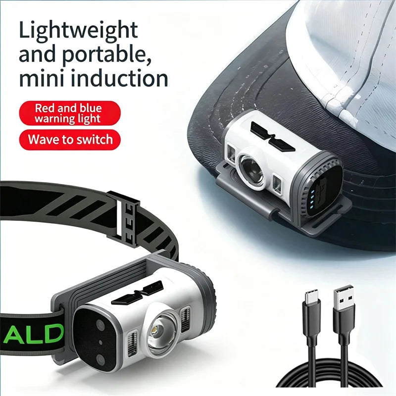 Multi-Functional LED Head Lamp Motion Sensor Hat Clip Lamp Rechargeable Headlight Led Head For Outdoor Fishing Camping Lantern