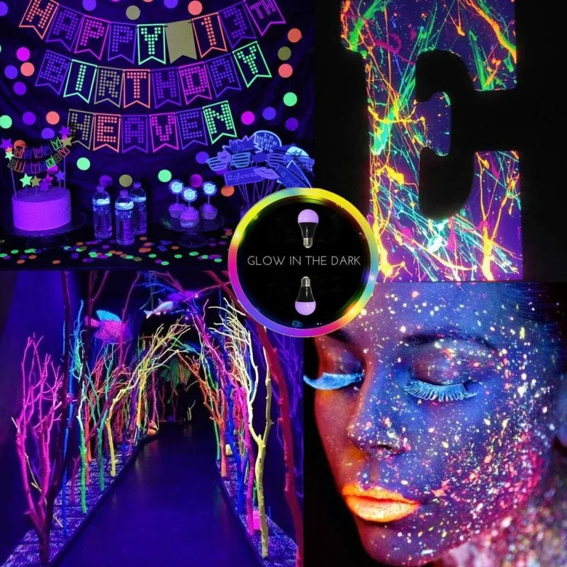 9W Led Black Light Bulb E27 UV 395nm Glow in Dark for Body Paint Club Party Neon Posters Led Blacklight 385-400nm Led Bulb Lamp