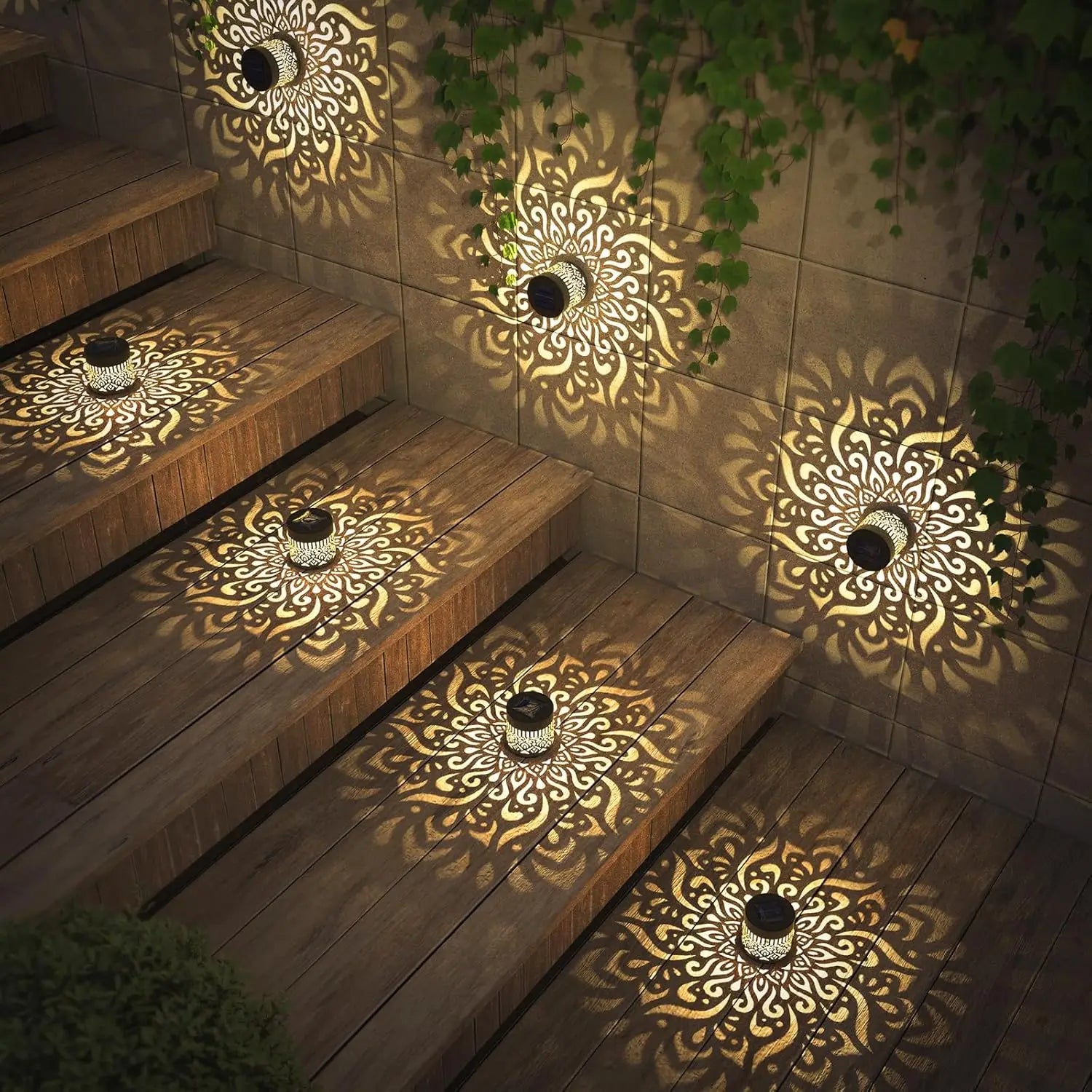 Outdoor LED Solar Fences and Wall Lights, Metal Mandala Lights, for Gardens, Lawns, Estates, Fences, Corridors, Lawns, Porches