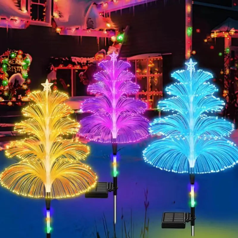 Solar Jellyfish Lights Outdoor Waterproof 3/5 Layer Optical Fiber Decorative Lights for Garden Pathway Lawn Yard Outside Decor