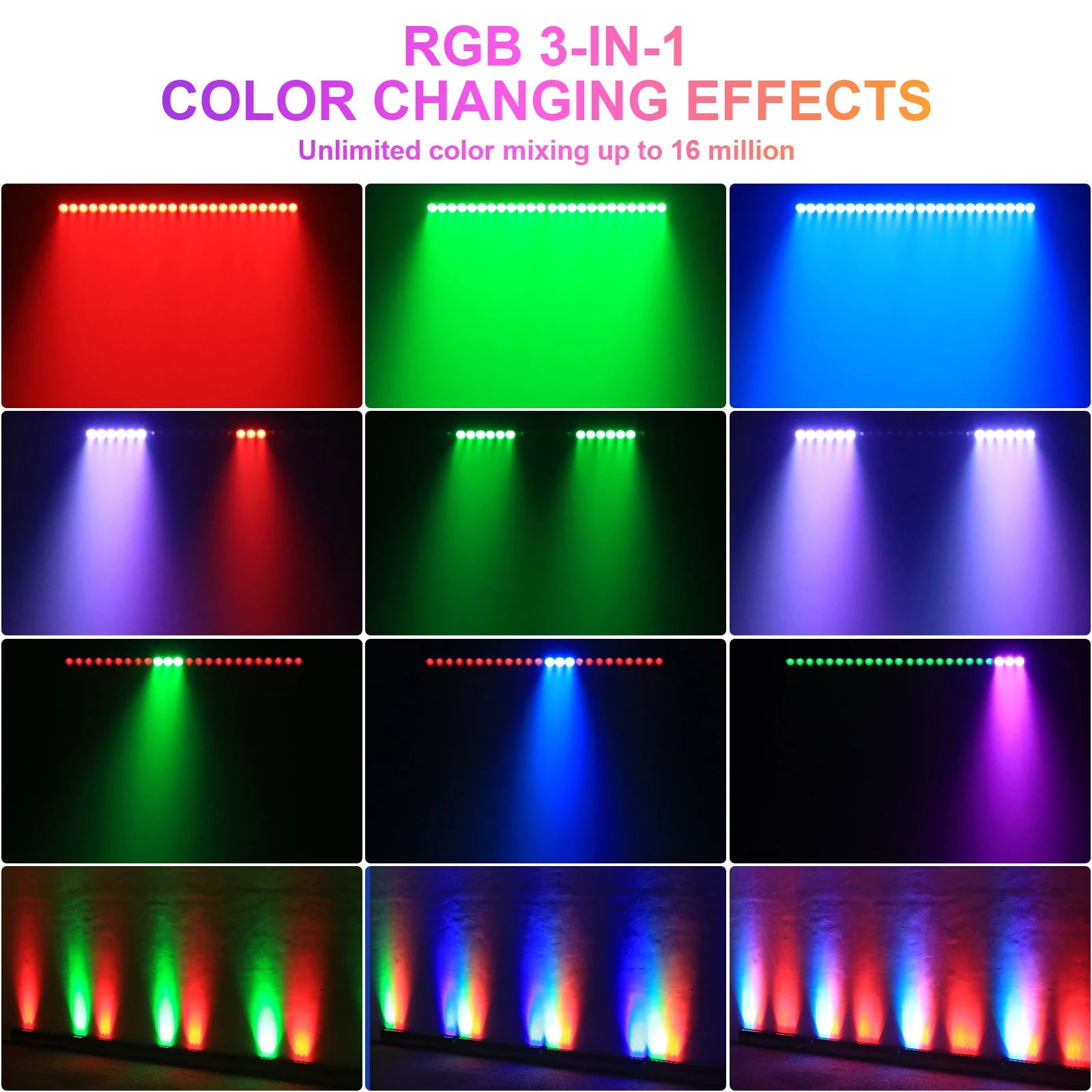 Fieryzeal 4PCS 120W Waterproof Wall Washer Lights IP65 24LEDs RGB Wall Wash Light Bar for Outdoor Building Wedding Sunlights