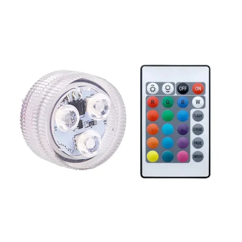 Battery Operated LED Underwater Lights Remote 16 Colors Submersible Light RGB Tea Lamp for Weeding Xmas Valentine's Day Party