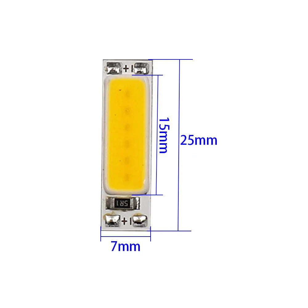 5PCS 25x7mm 1W COB LED Chip Light Source Tiny 3V 3.7V LED Bulb Warm Cold White 3000K 6000K for Work Signal Lamp DIY Lighting