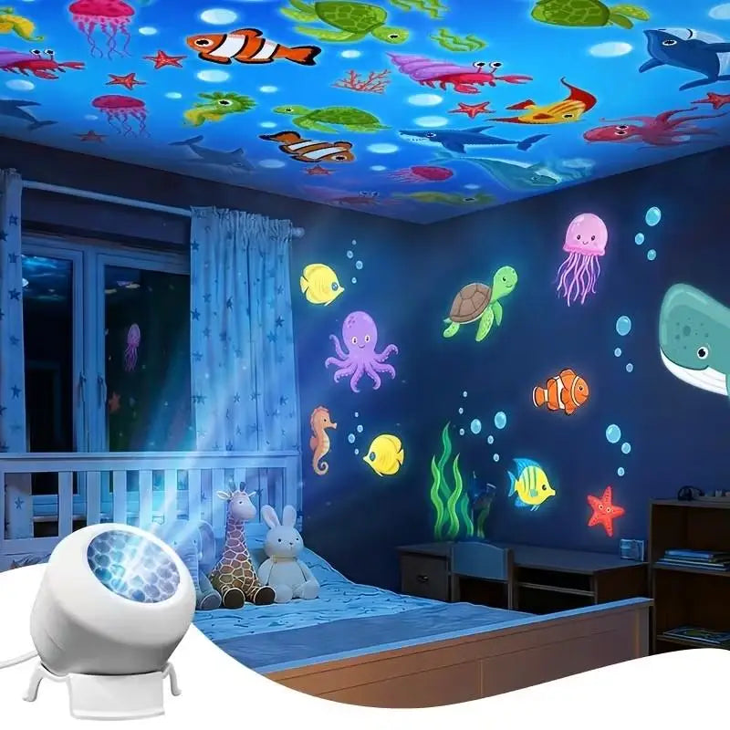 LED Starry Ocean Projector Light, Ocean Rotating Dynamic Projection Night Light, USB Plug-in Ambient Lamp, Decorative Lighting