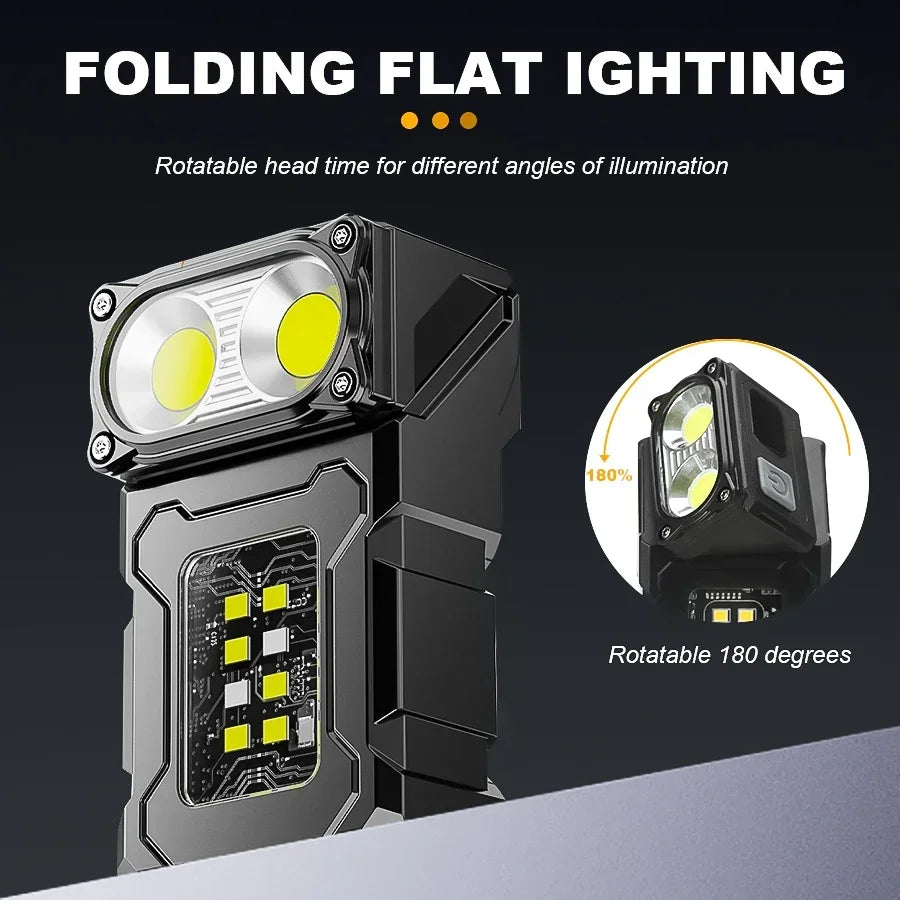 LED Magnetic Work Light Portable Rechargeable Mini Flashlight Multi Outdoor Camping Emergency Car Repair Torch with COBSidelight