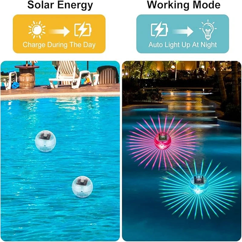 Led Solar Floating Lamp Swimming Pool Ball Solar Panel Powered Pond Drift Waterproof Glow Show Disco Color Changing light