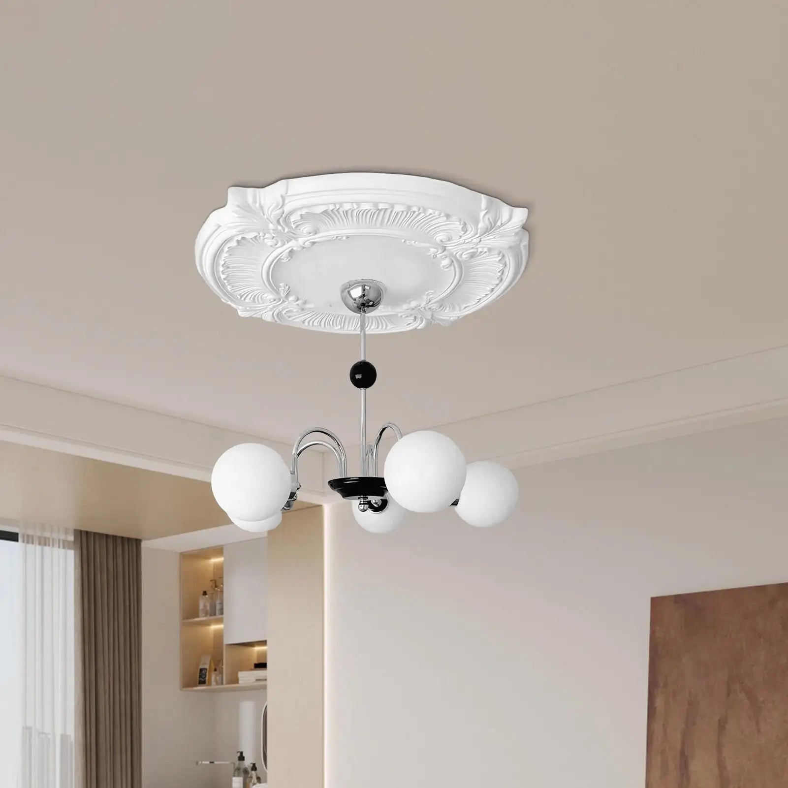 Split Medallion For Ceiling Light Chandelier Base Disc Round PU Decorative Ceiling Fan Lamp Cover Split Plate Elegant Trim