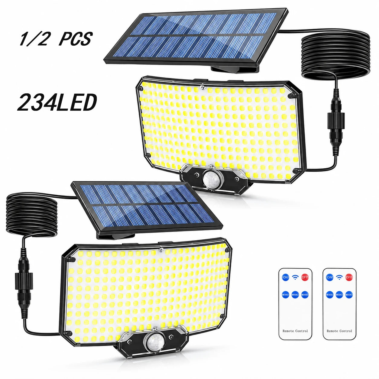 Solar Light Outdoor Super Bright Motion Sensor Solar Strong Power 234LED Garden Wall Lamp IP65 Waterproof 3 Working Mode