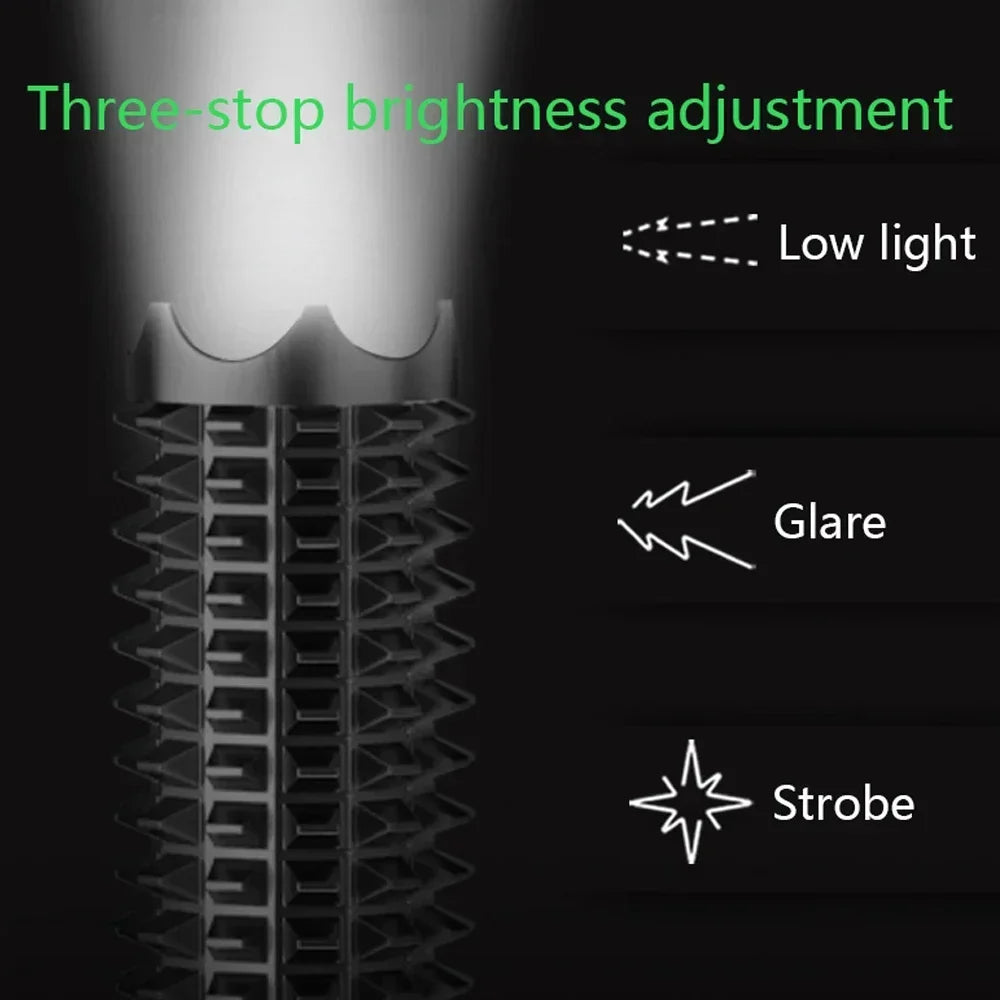 Zoomable Super Bright Self Defense Mace Light Tactical Baseball Bat LED Flashlight AluminumAlloy Focusable Baton Emergency Torch