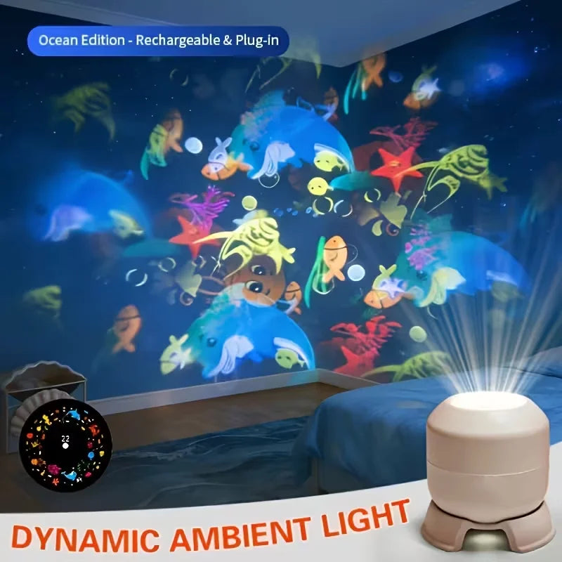 2026 LED Dynamic Projector USB Plug in Projection Night Light Adjustable Lighting for Home Christmas Parties Floor and Ceiling