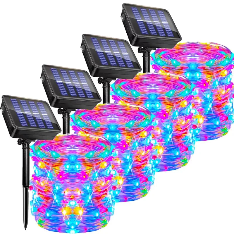 Solar Light RGB Light String Waterproof Outdoor Courtyard Light Garden Party Tree Fence Decoration Atmosphere Light Festival
