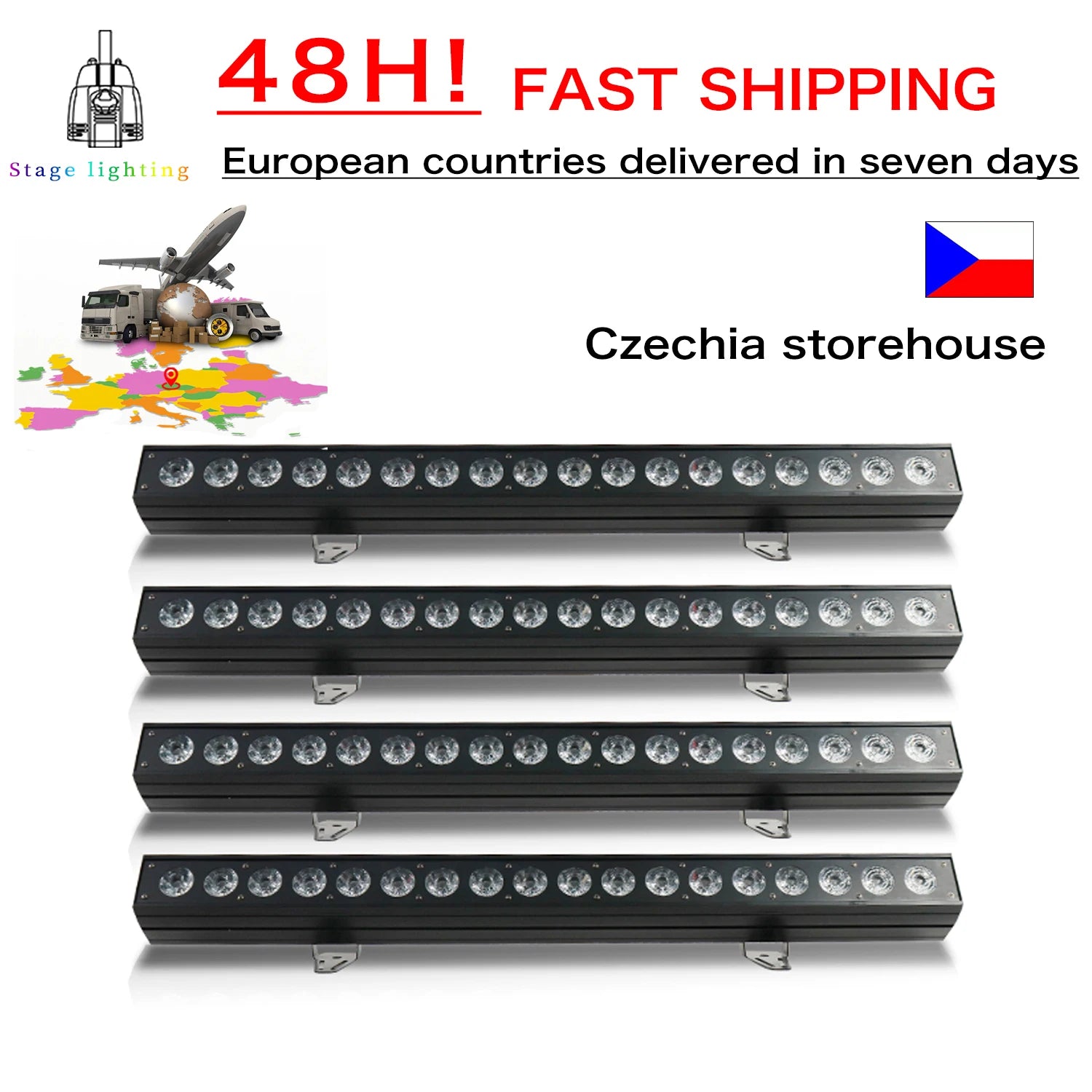 18x18W RGBWA UV 6-in-1 LED Pixel Control Wall Washer Light Bar DMX512 Single Independent Control DJ Disco Lights