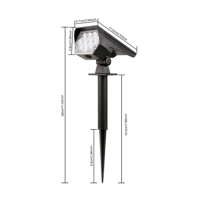 10 LEDs Solar Spotlight Outdoor, 180° Adjustable Waterproof & Anti-Aging Ground/Wall Mount, for Garden Yard Landscape Lighting