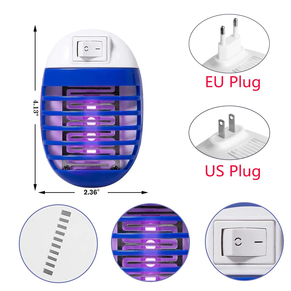 Plug in Bug Zapper Indoor Flying Insect Trap,Electronic Mosquito Zapper Gnat Traps with LED Light for Bedroom,Kitchen,Office