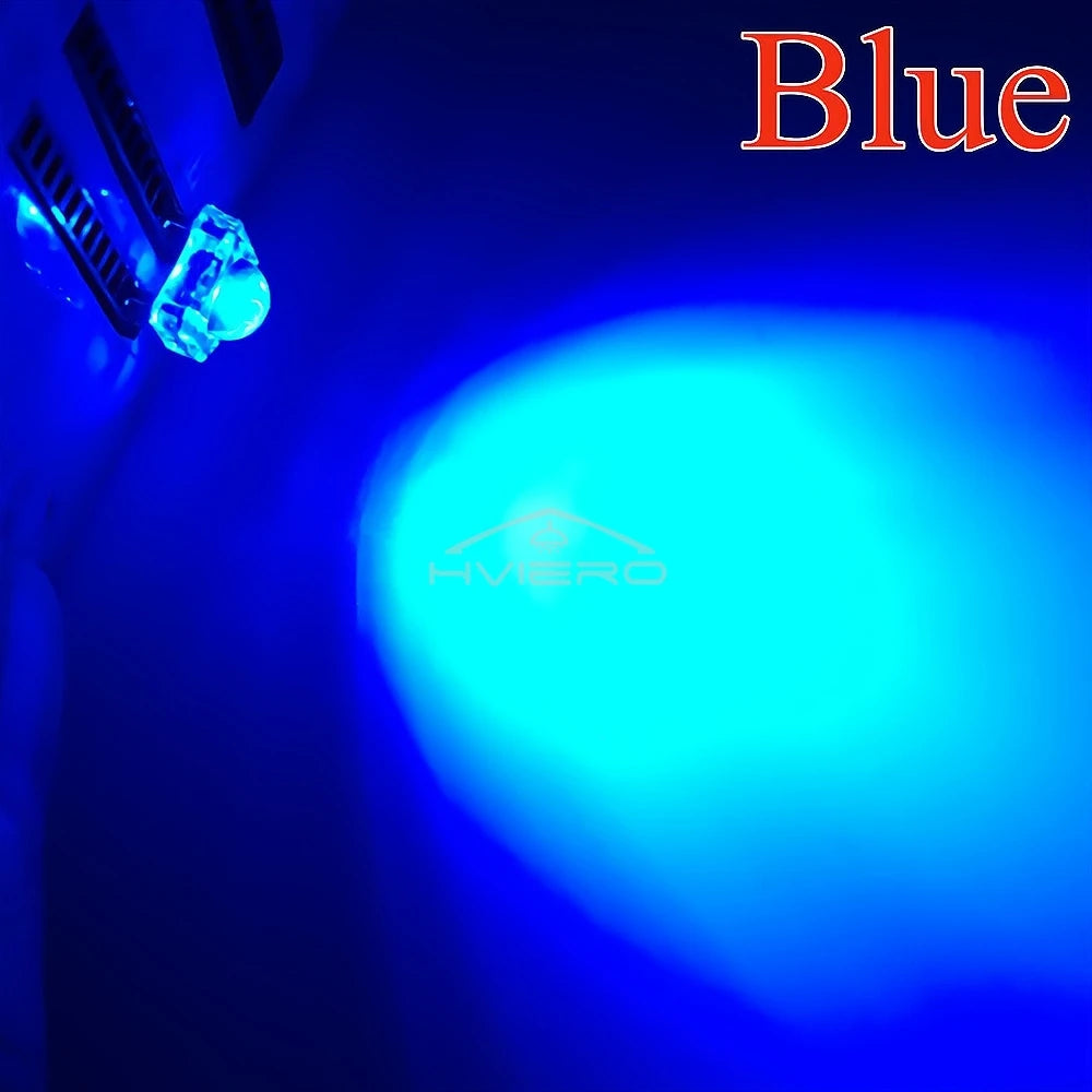 100Pcs Min F5 5mm Red Green Blue White Yellow Dome Flux Water Clear Piranha 1.9~3.4V Lamp Bead Light DIY Emitting Diode Led Bulb