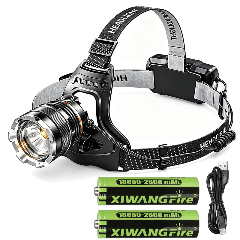 XHP90.2 Super Powerful Headlamp Rechargeable Head Flashlight High Power Head Lamp 1000Meters Headlight 2*18650 Fishing Lantern