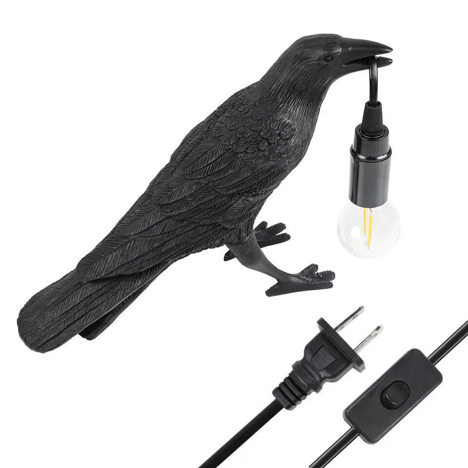 Resin Lucky Bird Crow Wall Lamp Table Lamp Night Light Bedroom Bedside Living Room Wall Lamp Home Decoration(Free Bulb)