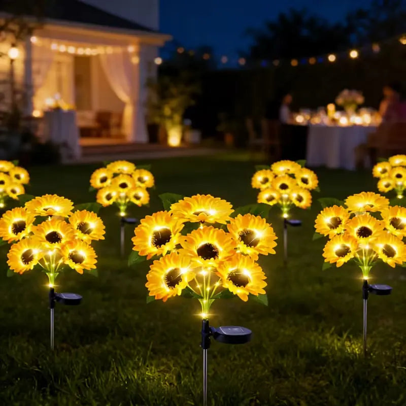 Solar Powered LED Sunflower Lights Outdoor Decorative Garden Pathway Lights Waterproof Patio Balcony Yard Lawn Solar Lamp