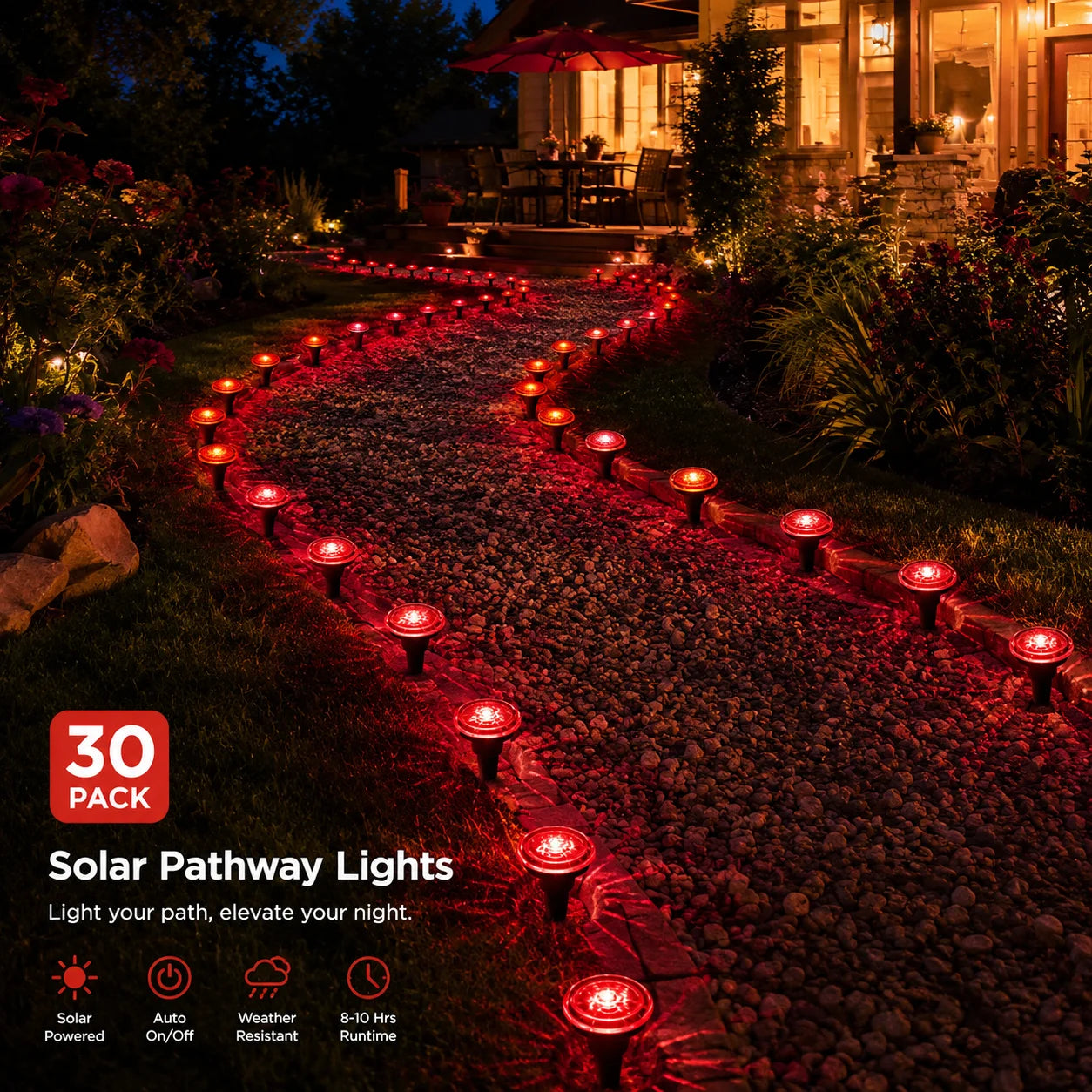 30 Pack Solar Ground Lights Outdoor, Blue LED Pathway Lights with 8 Lighting Modes, IP65 Waterproof Solar Garden Lights for Yard Lawn Walkway Patio Halloween Decorations