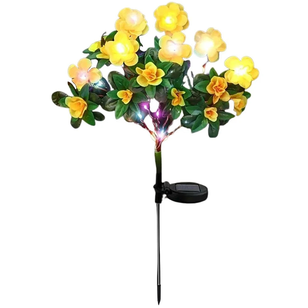 LED Solar Light Waterproof Azalea Solar Flowers Lamp Outdoor Decorative for Garden Yard Lawn Path Lighting Holiday Wedding Decor