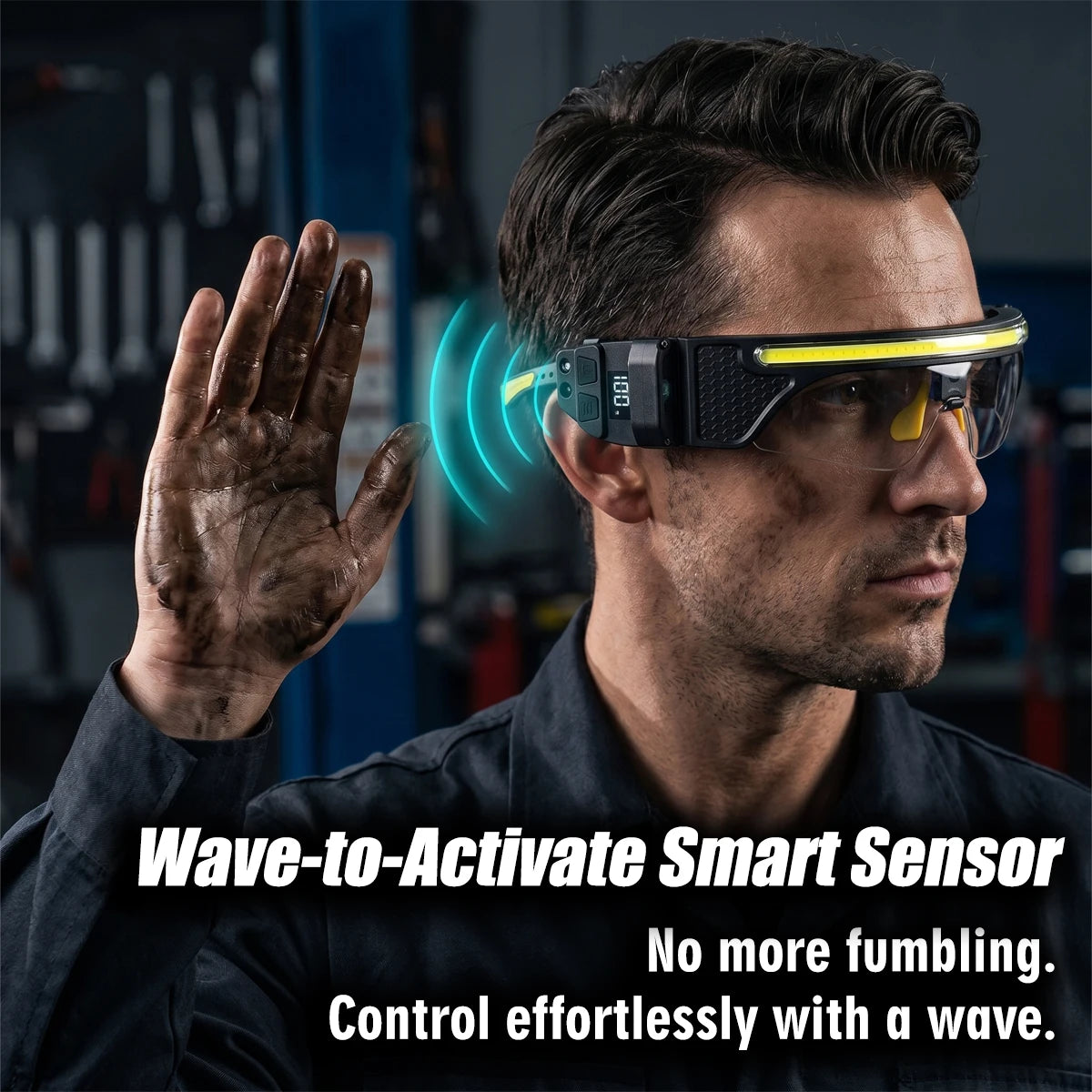 UltraFire MEC-X2 LED Glasses Hands-Free Motion Sensor Control Headlamp USB-C Rechargeable Work Light for Cycling Fishing Repair