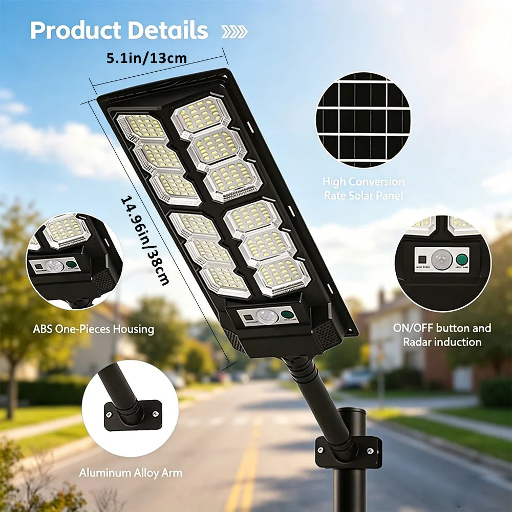 IPX7 Waterproof Solar Street Light Outdoor, LED Solar Wall Light with Motion Sensor, Timer for Garage Garden, Entryway Garage