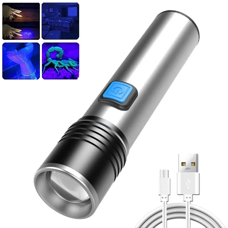 395nm UV Flashlight-Magnetic&Hook Rechargeable 400mAh Blacklight,for Resin Cure,Pet Stain,Scorpion Finding (Portable Foldable)