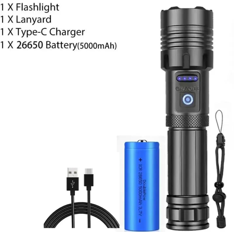 Super XHP120 Powerful Led Flashlight XHP90 High Power Torch Light Rechargeable Tactical Flashlight 18650 Usb Camping Lamp