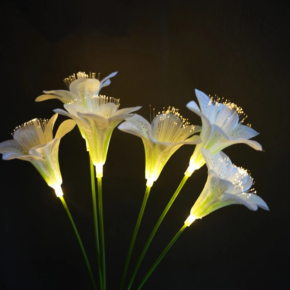 Solar Lily Flower Garden Stake Lights, Warm White IP65 Waterproof  Pathway Lights for Wedding Party Outdoor Patio Yard Decor