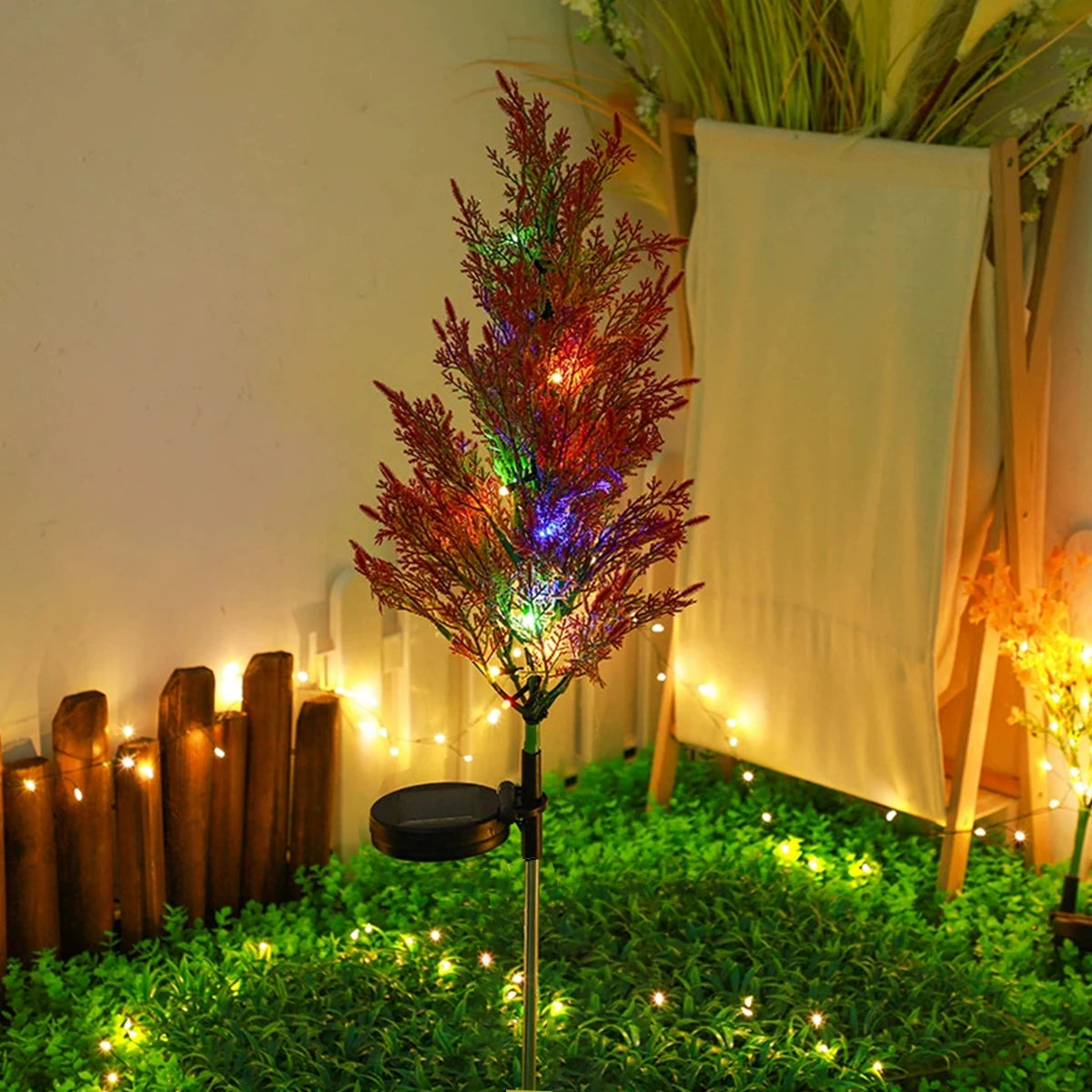 1pc Color Solar Christmas Pine Tree Lamp, Christmas Garden Floor Lamp, Suitable for Garden Passages and Christmas Decoration