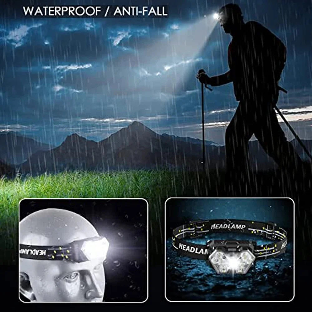 Portable 9-LED Headlamp Flashlight AAA Battery Powered High Brightness for Camping Fishing Hiking Outdoor Work Emergency Light
