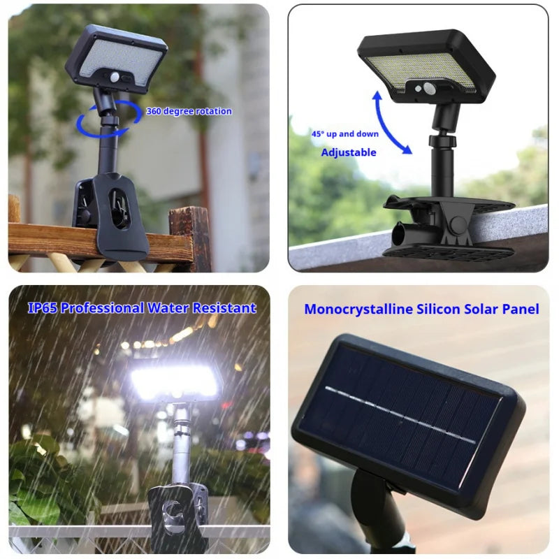 New Solar Powered Dual-use Clip-on Outdoor Garden Light for Villa Fence, Outdoor Landscape Park Lawn Light