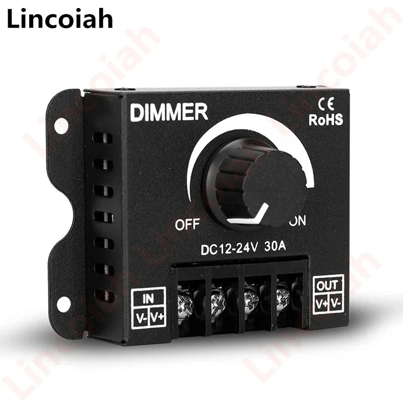 DC 12V-24V LED Dimmer Switch 30A LED Monochrome Controller PWM Digital Stepless Dimming for Lamp Strip Single Color Lamp