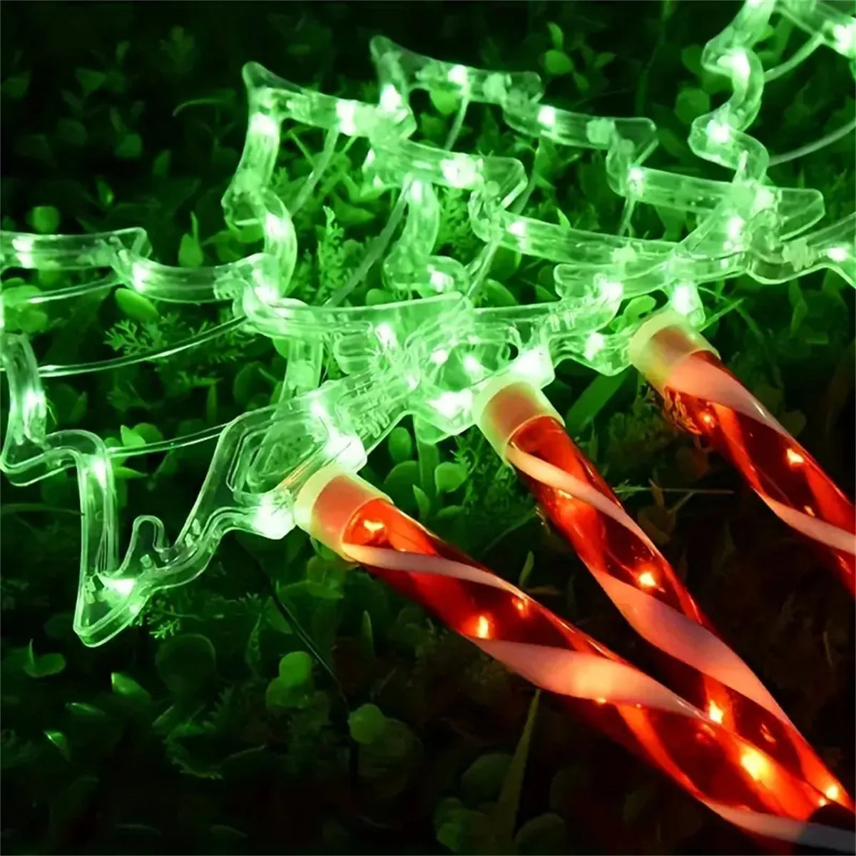 5PC/Set Solar Candy Cane Light Outdoor Waterproof 8 Modes Floor Mounted Light String Garden Courtyard Decoration