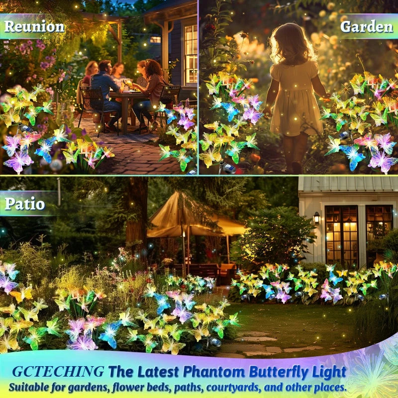 6LEDs Solar-Powered Butterfly Fiber Optic Light - Waterproof Rechargeable Outdoor Garden Decor for Lawn, Yard, and Landscape