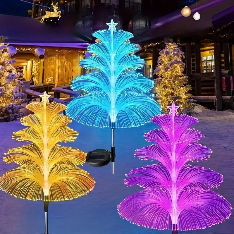 Solar Jellyfish Lights Outdoor Waterproof 3/5 Layer Optical Fiber Decorative Lights for Garden Pathway Lawn Yard Outside Decor